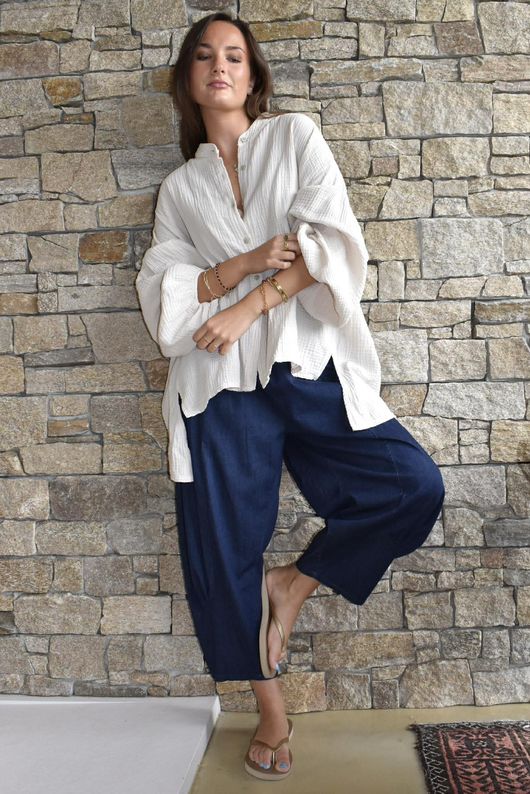 Hush Pillow Cotton Nero Boyfriend Shirt Calico
