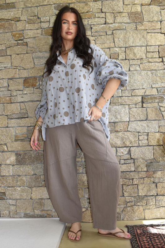 Hush Pillow Cotton Spot On Nero Boyfriend Shirt Cloud Grey