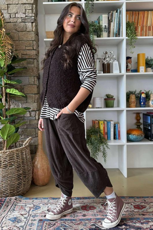 Hygge Boucle Knit Gilet Coffee Bean
