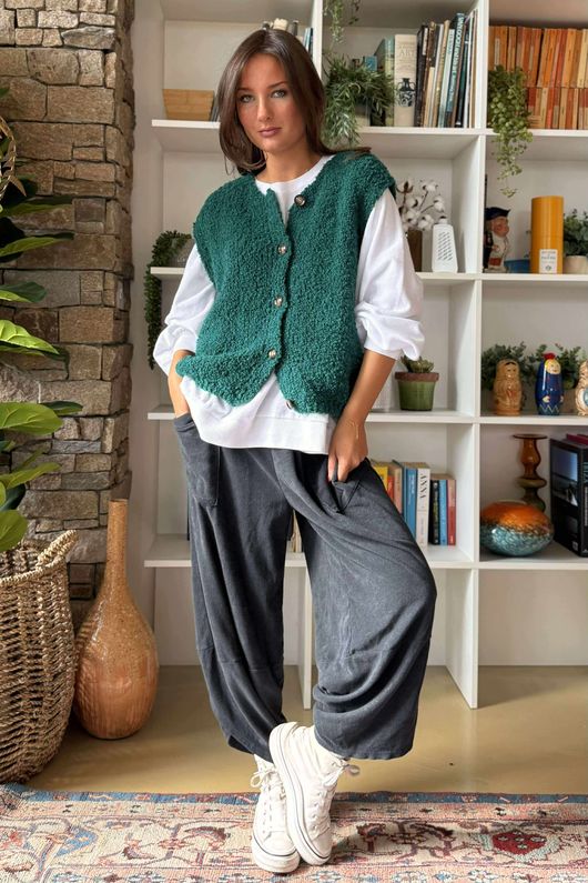 Hygge Boucle Knit Gilet Jade