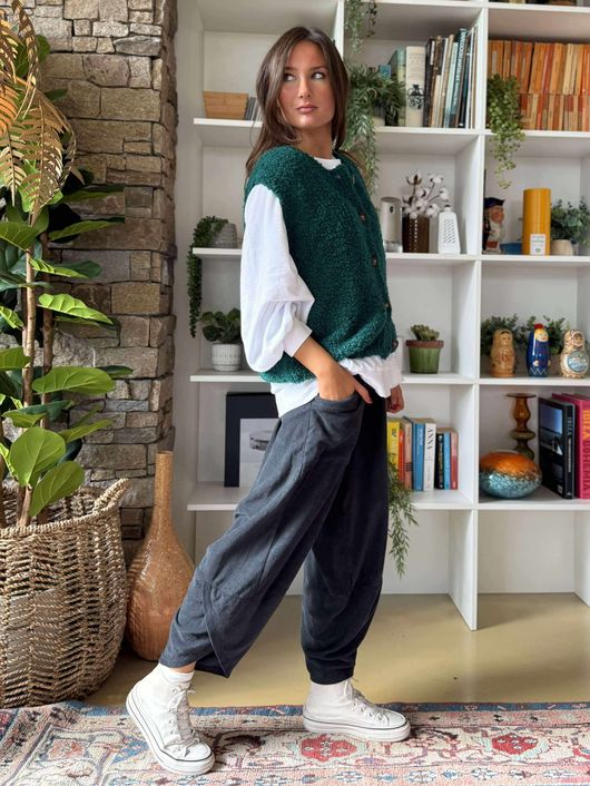 Hygge Boucle Knit Gilet Jade