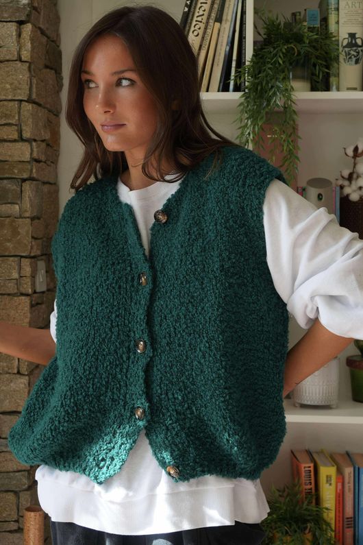 Hygge Boucle Knit Gilet Jade - 