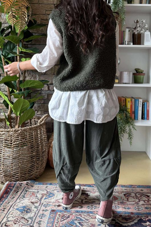 Hygge Boucle Knit Gilet Khaki