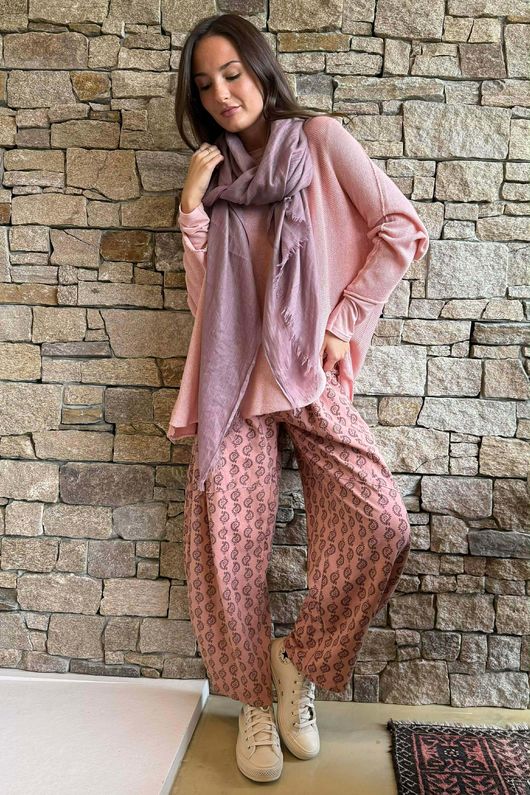 Indira Classic Barrel Pant Soft Terracotta & Chocolate