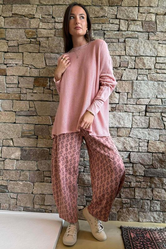 Indira Classic Barrel Pant Soft Terracotta & Chocolate