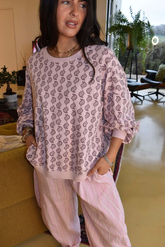 Indira Lantern Sleeve Sweatshirt Rose & Plum