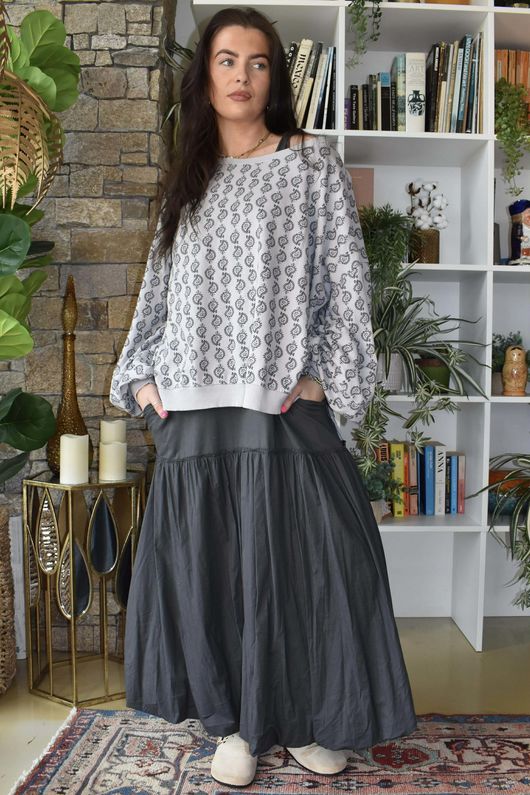 Indira Lantern Sleeve Sweatshirt Smoke & Storm