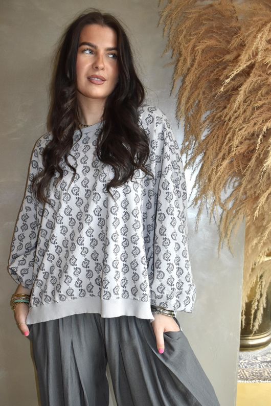 Indira Lantern Sleeve Sweatshirt Smoke & Storm