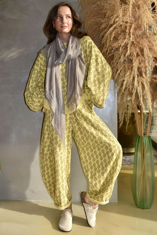 Indira Lantern Sleeve Sweatshirt Soft Ochre & Deep Ochre