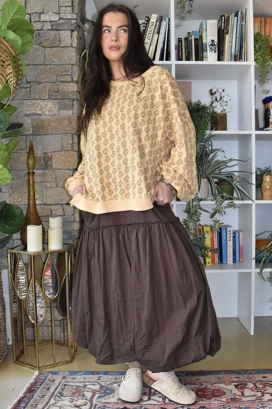 Indira Lantern Sleeve Sweatshirt Tuscan Sun & Tan
