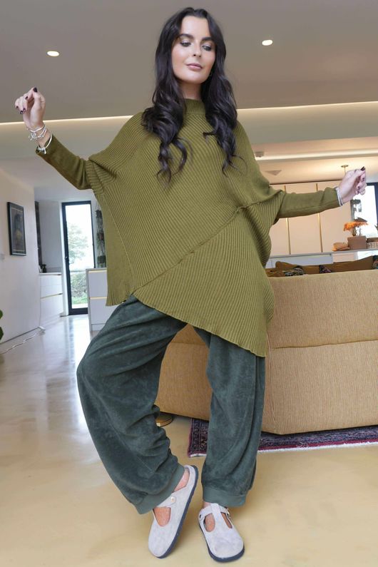 Jagger Quirky Ribby Knit Mucky Olive