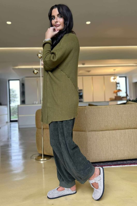Jagger Quirky Ribby Knit Mucky Olive