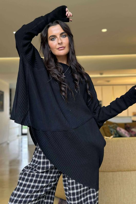 Jagger Quirky Ribby Knit Black /20=