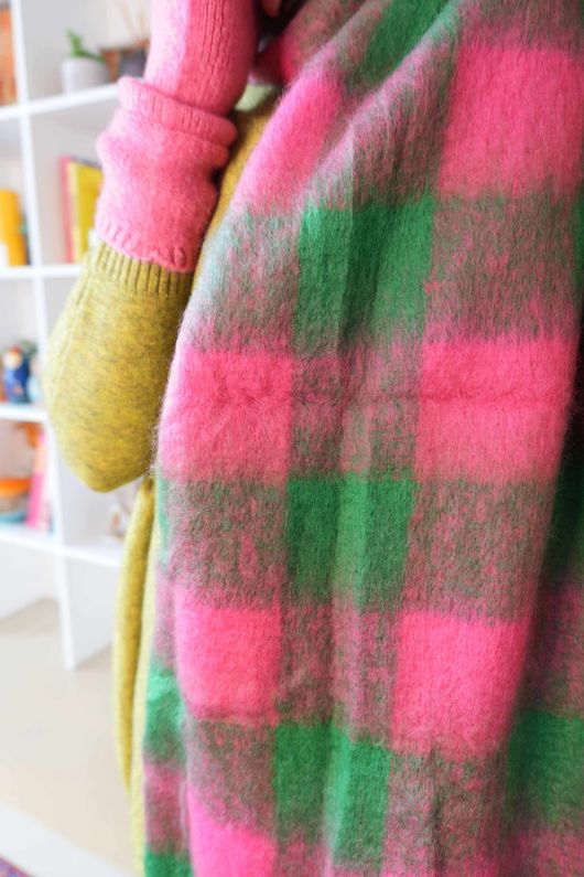 Joey Check Blanket Scarf Pink Green
