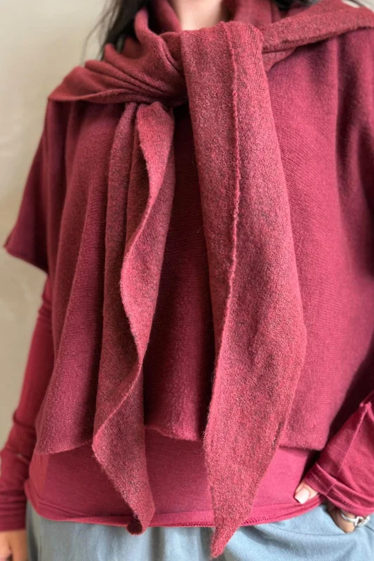 Jonti Knit XL Neckerchief Scarf Burgundy