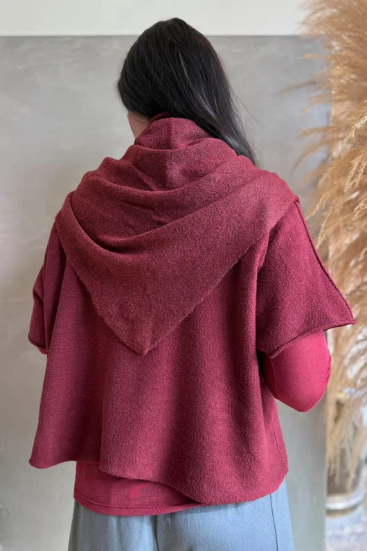 Jonti Knit XL Neckerchief Scarf Burgundy