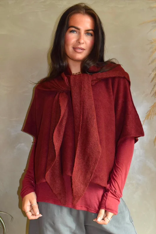 Jonti Knit XL Neckerchief Scarf Burgundy