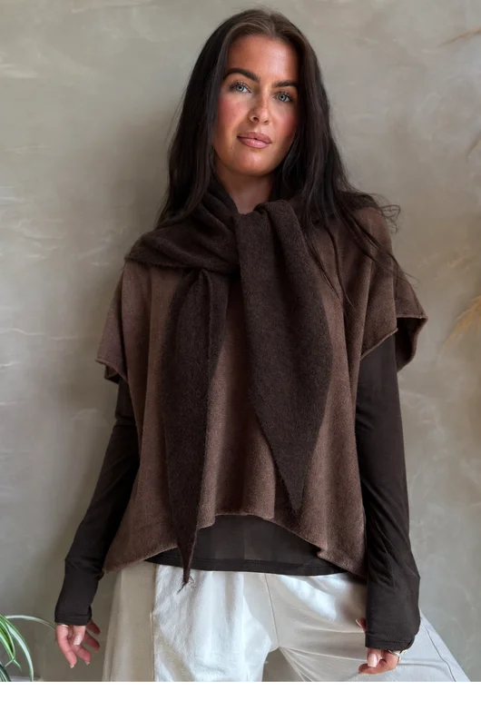 Jonti XL Knit Neckerchief Scarf Chocolate