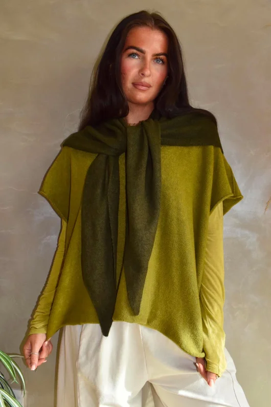 Jonti XL Knit Neckerchief Scarf Deep Olive