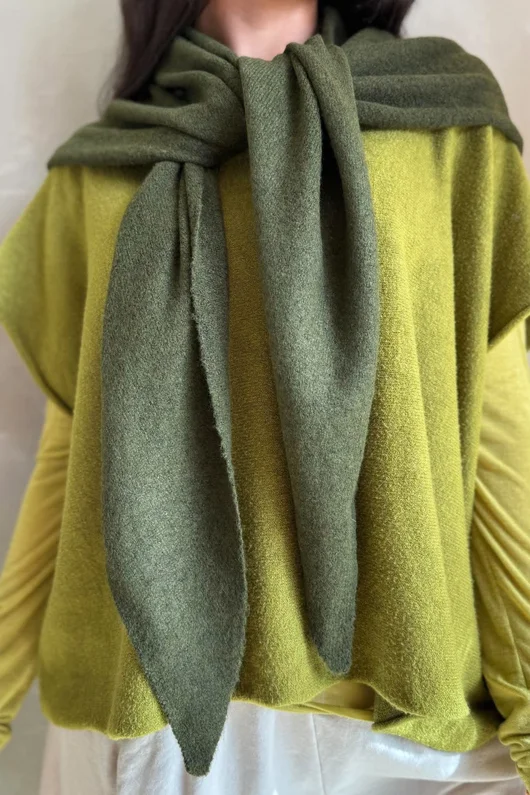 Jonti Knit XL Neckerchief Scarf Deep Olive
