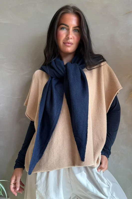 Jonti XL Knit Neckerchief Scarf Navy