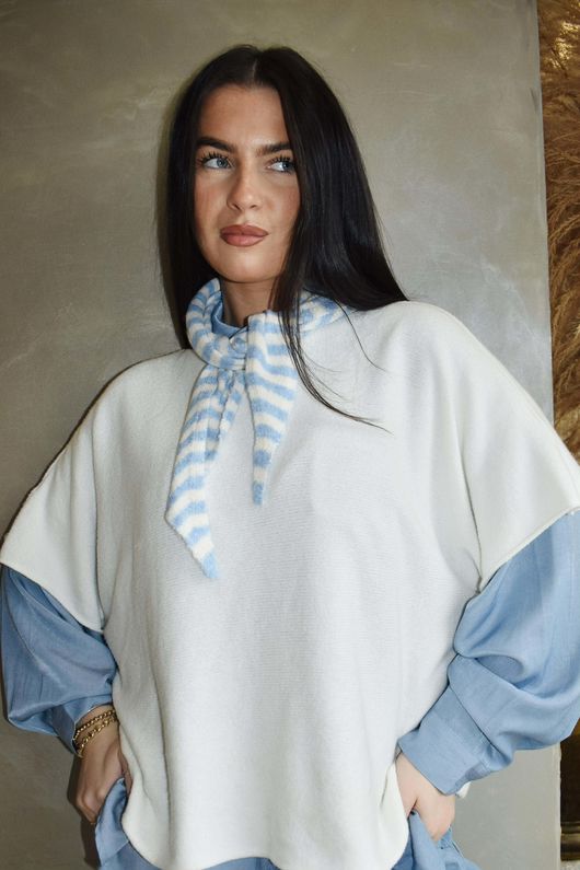 Jonti Stripe Knit Neckerchief Baby Blue **