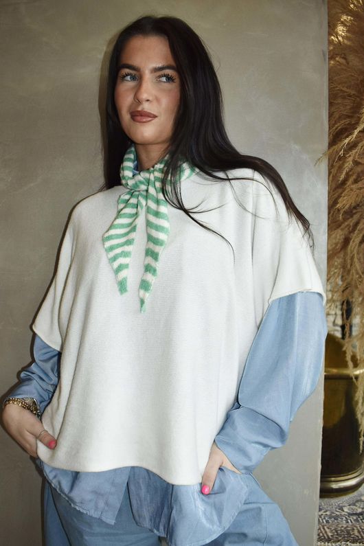 Jonti Stripe Knit Neckerchief Jade 