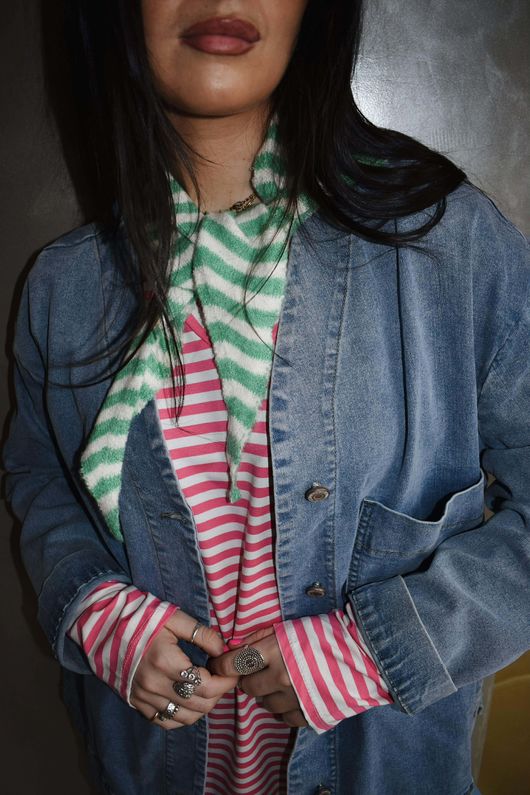 Jonti Stripe Knit Neckerchief Jade *