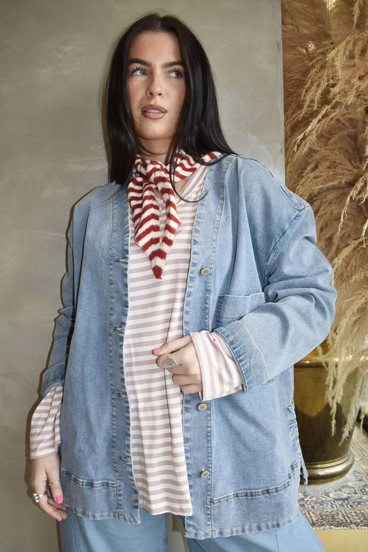 Jonti Stripe Knit Neckerchief Rouge **