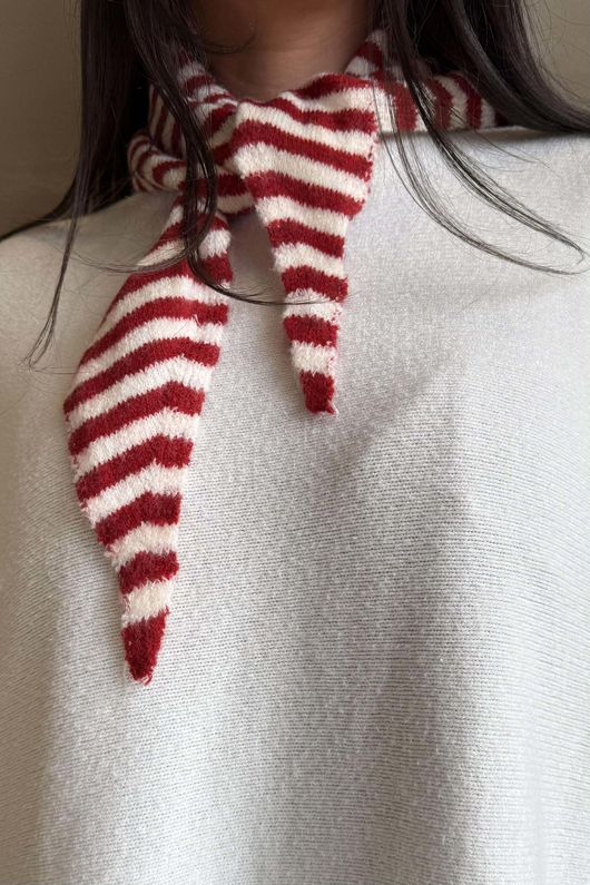 Jonti Stripe Knit Neckerchief Rouge **