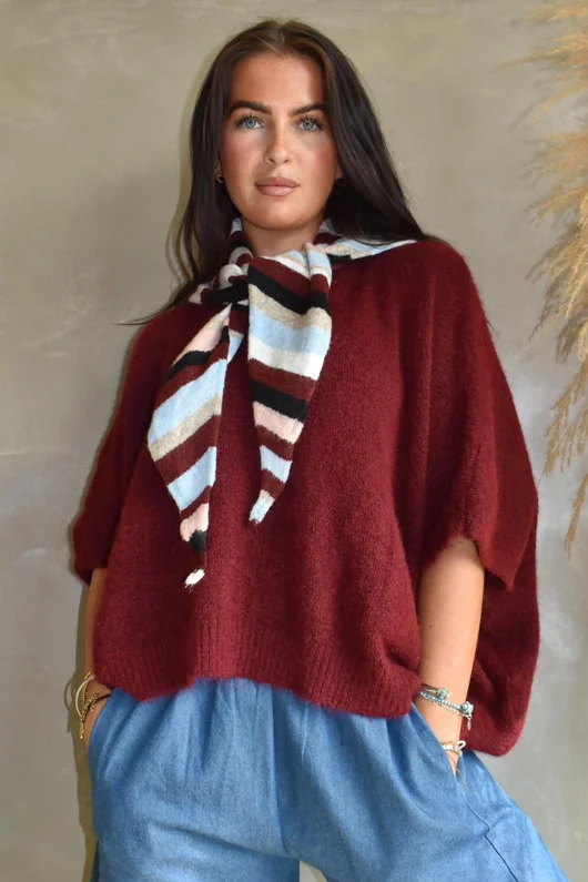 Jonti Stripe Knit Neckerchief Scarf 1 