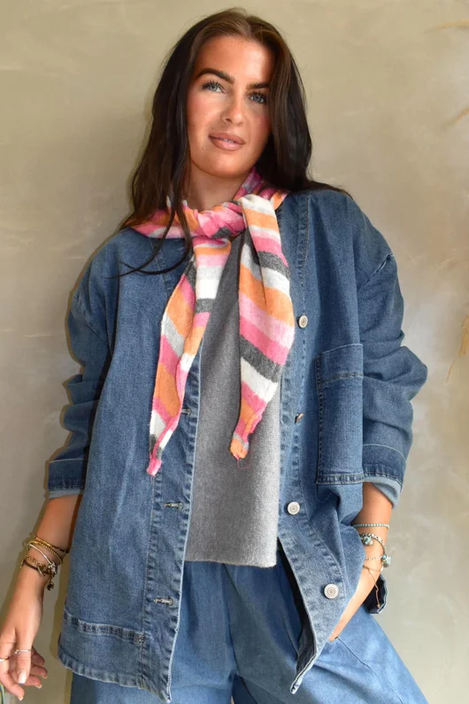 Jonti Stripe Knit Neckerchief Scarf 7