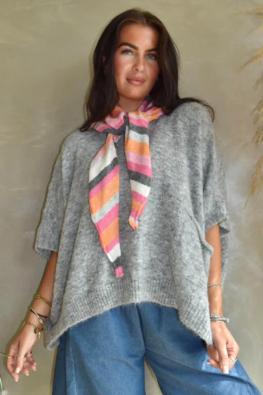Jonti Stripe Knit Neckerchief Scarf 7
