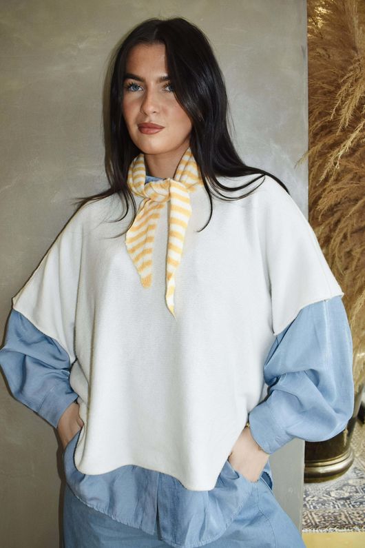 Jonti Stripe Knit Neckerchief Soft Ochre **