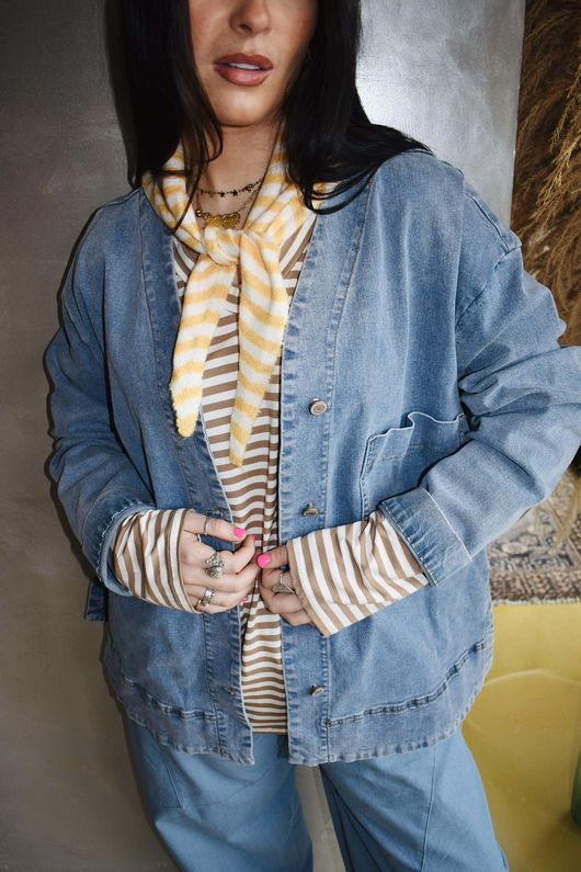 Jonti Stripe Knit Neckerchief Soft Ochre 