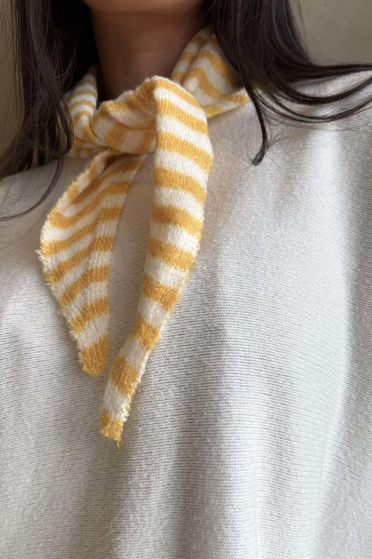 Jonti Stripe Knit Neckerchief Soft Ochre **