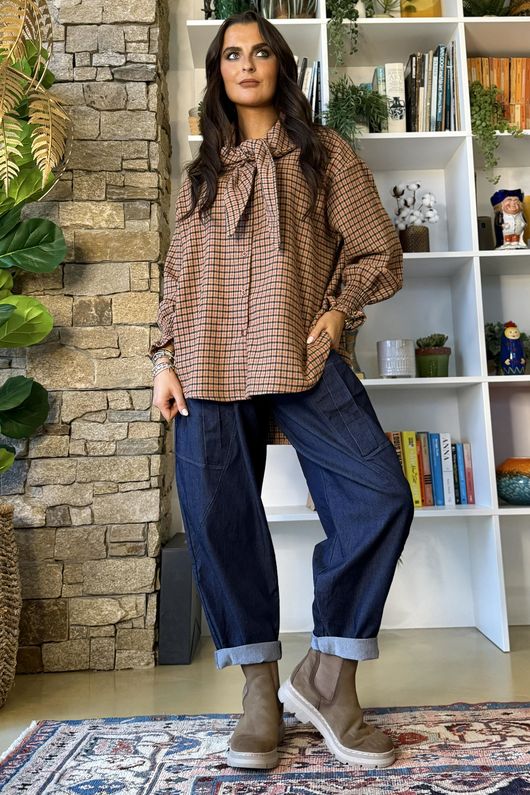 Juno Soft-Stretch Barrel Jean Dark Denim 