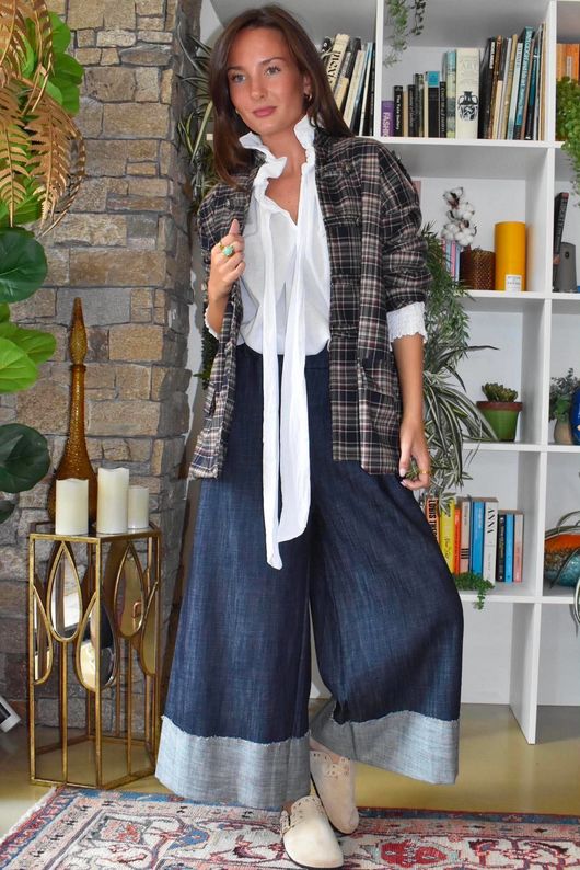 Keaton Plaid Military Jacket Navy