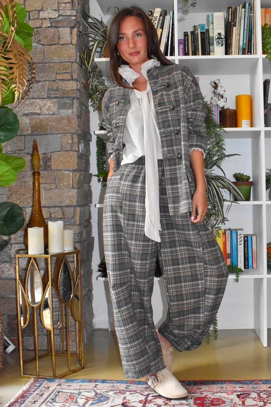 Keaton Plaid Military Jacket Steel