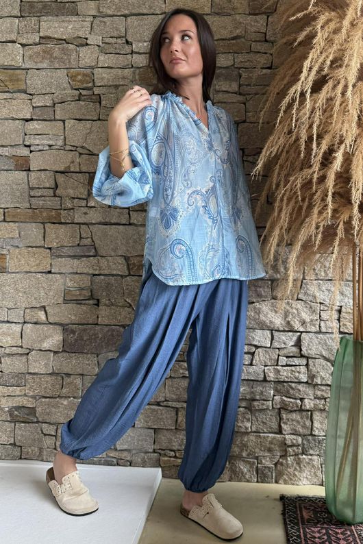 Kings Road Paisley Blouse Baby Blue /3=