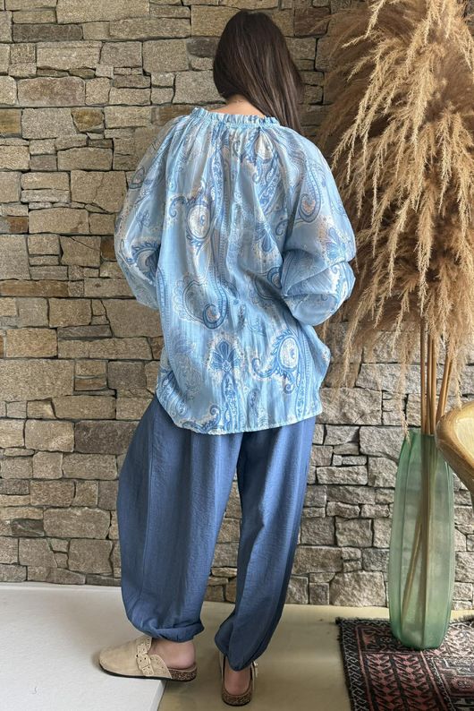 Kings Road Paisley Blouse Baby Blue /3=