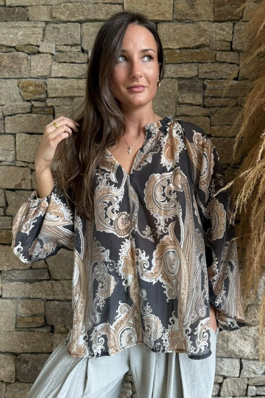 Kings Road Paisley Blouse Black - /15 pre order due 1 week