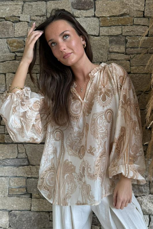 Kings Road Paisley Blouse Natural /1/15 pre order due 1 week