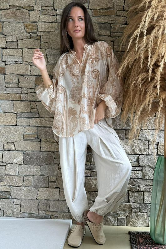 Kings Road Paisley Blouse Natural /1/15 pre order due 1 week