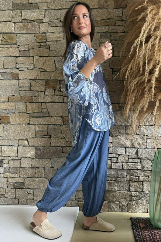 Kings Road Paisley Blouse Navy