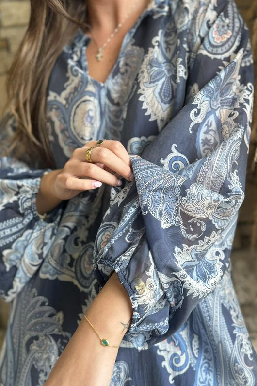 Kings Road Paisley Blouse Navy