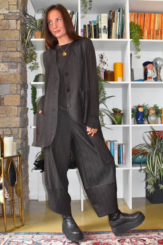 Kingsley Herringbone Scuba Sleeveless Morning Coat Coffee Bean