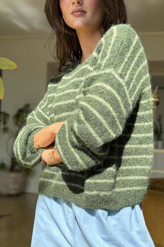 Kondi Stripe Knit Green Sage 