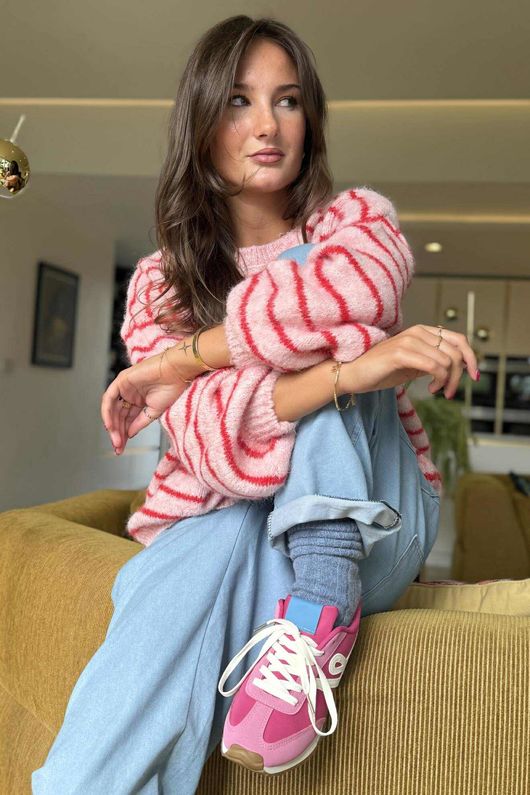 Kondi Stripe Knit Pink Red