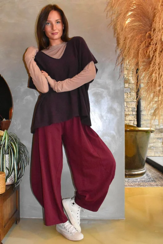 Lagen 7/8 Barrel Pant Aubergine 
